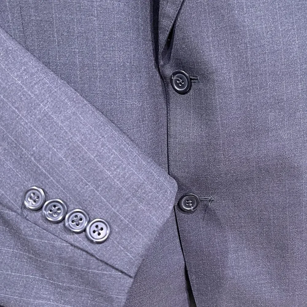 Brooks Brothers Brooksease Wool Suit Gray Stripe Mens 42R Pleated Pants 33W